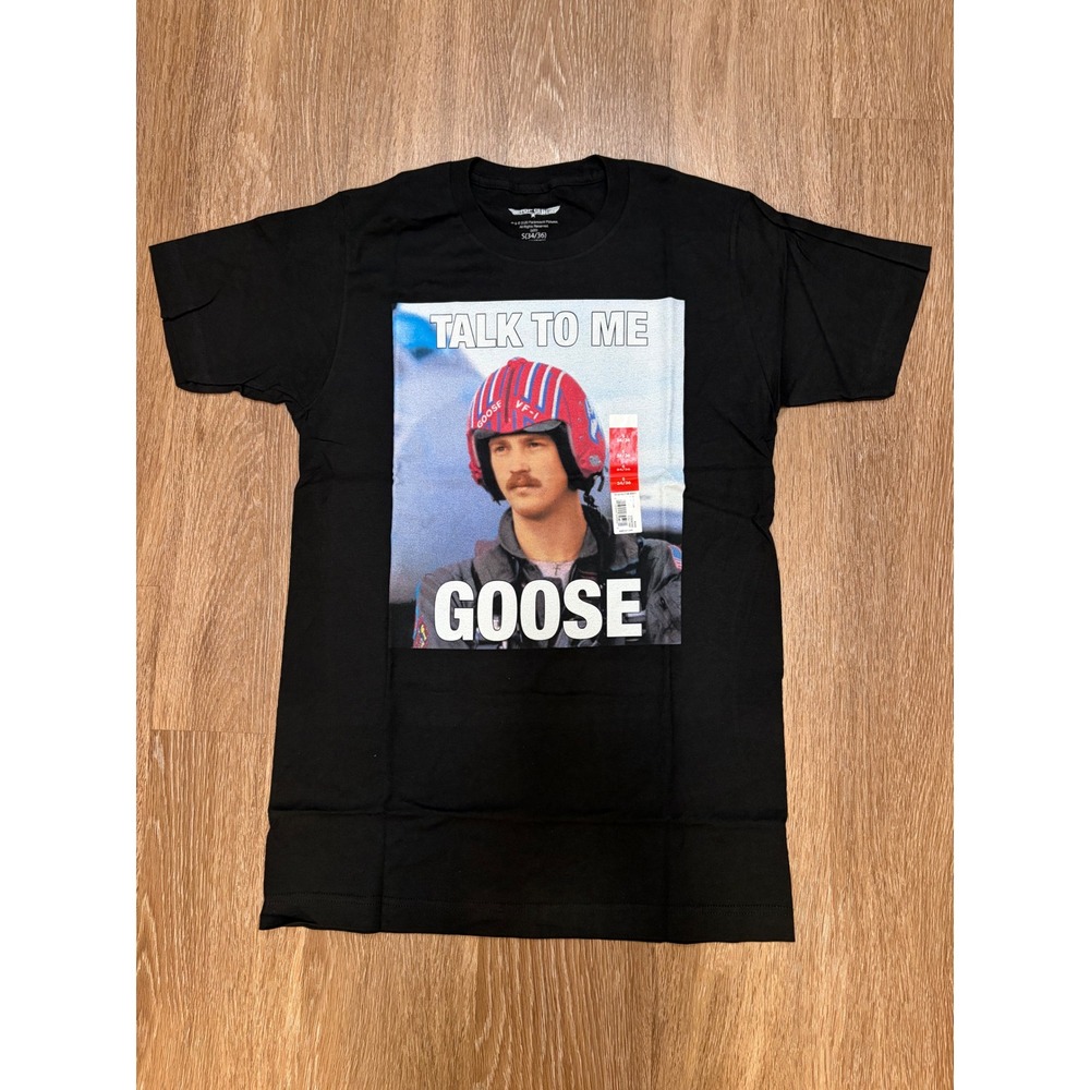 Top Gun Talk To Me Goose Graphic T-Shirt Mens Small Black 100%‎ Cotton New